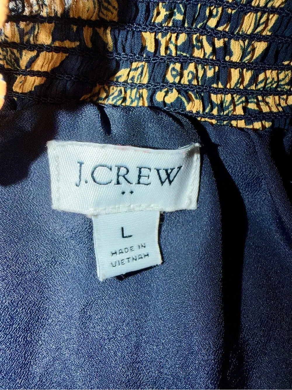 J. Crew Navy Blouse with Gold Floral Print